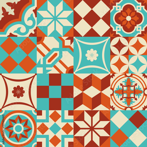 Ceramic mosaic tile pattern with geometry shapes