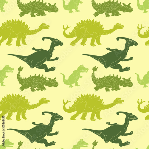 Vector illustration of a seamless repeating pattern of dinosaurs