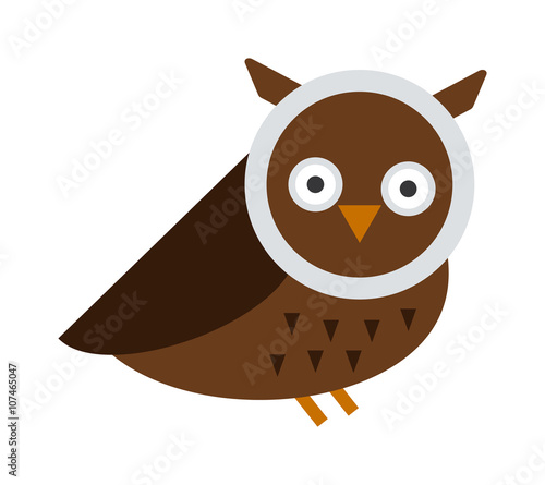 Great horned Owl, bubo virginianus subarcticus flat cartoon wildlife nature bird vector illustration.  photo