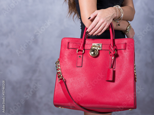 Bags fashion trends. Close up of gorgeous stylish bag. Female.