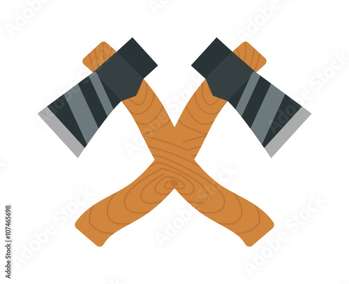 Axe logo steel isolated and sharp axe cartoon weapon icon on white 