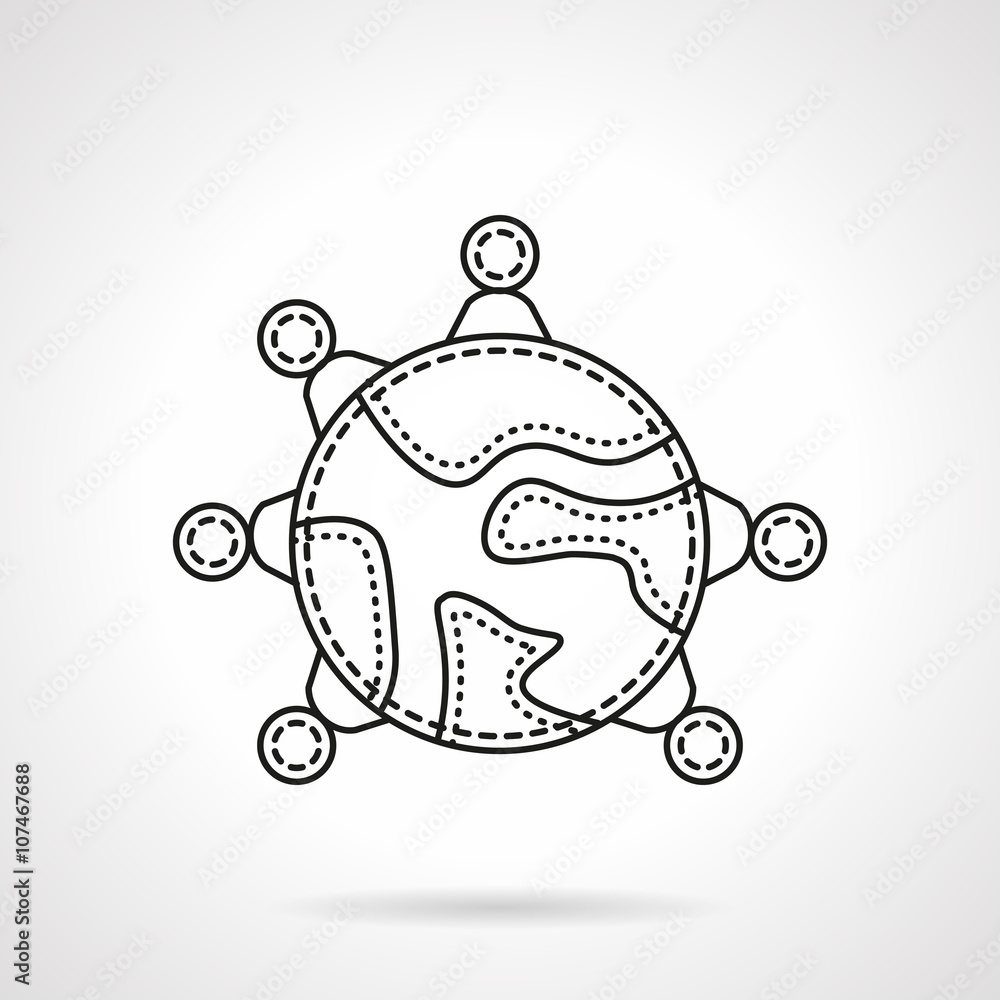 Global ideas connection flat line vector icon