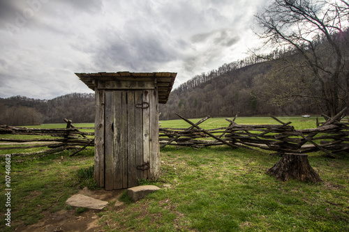 Wooden Outhouse. Wooden outhouse on display in the Great Smoky Mountains National Park. photo