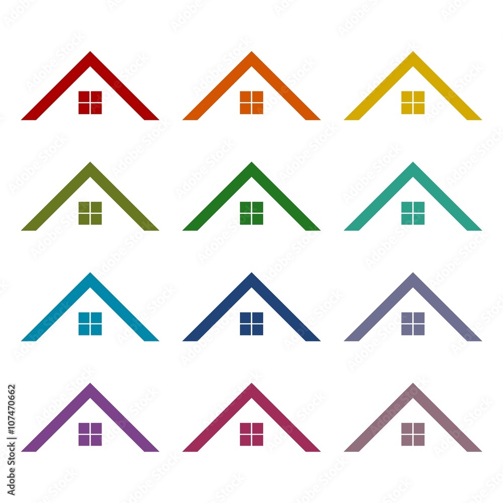 Home roof icons set Home roof icons set