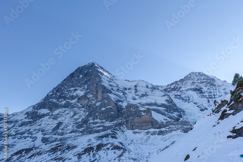 View of Eiger North face from Kleine Scheidegg in Winter © Peter Stein