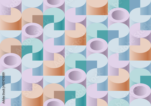 Pop-art pattern of the cylinders, tube and sectors