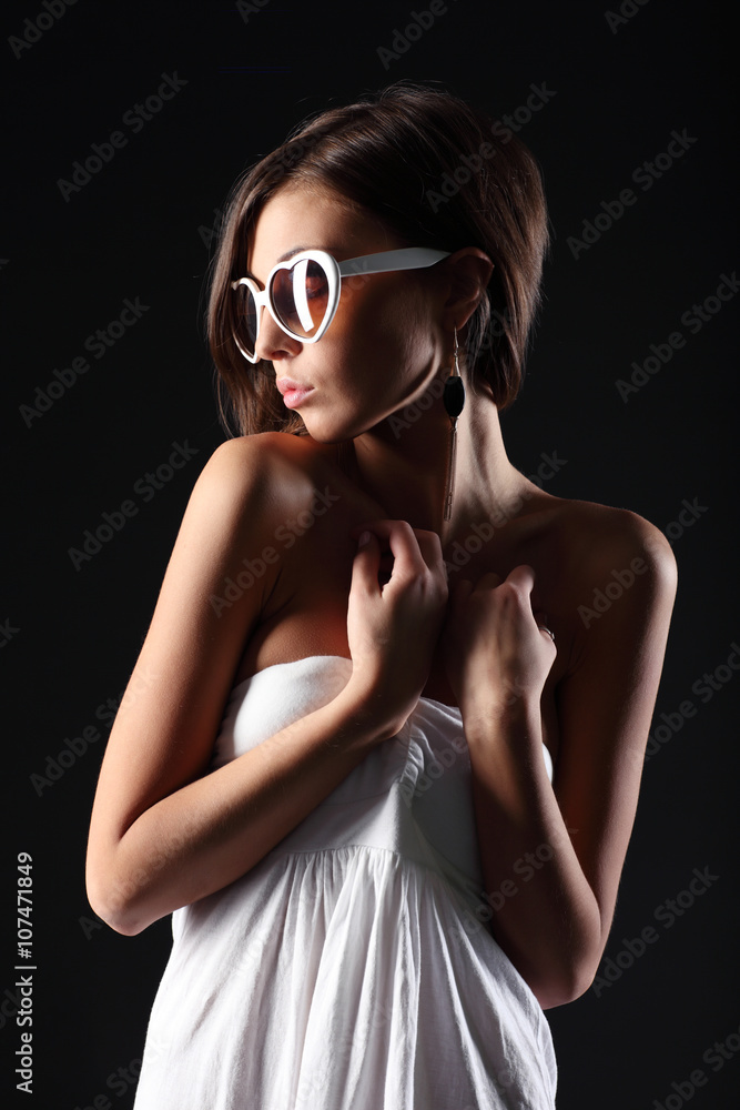 Beautiful girl on black background Beautiful girl on black background