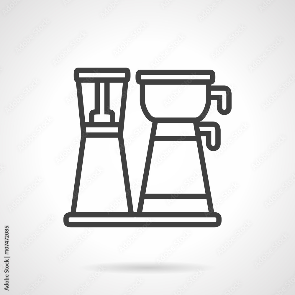 Coffee maker with pot black line vector icon Coffee maker with pot black line vector icon