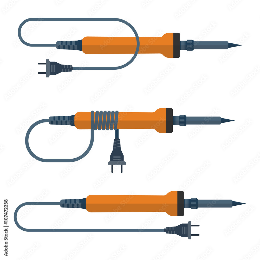 Soldering iron, vector illustration, flat design. Soldering iron, vector illustration, flat design.