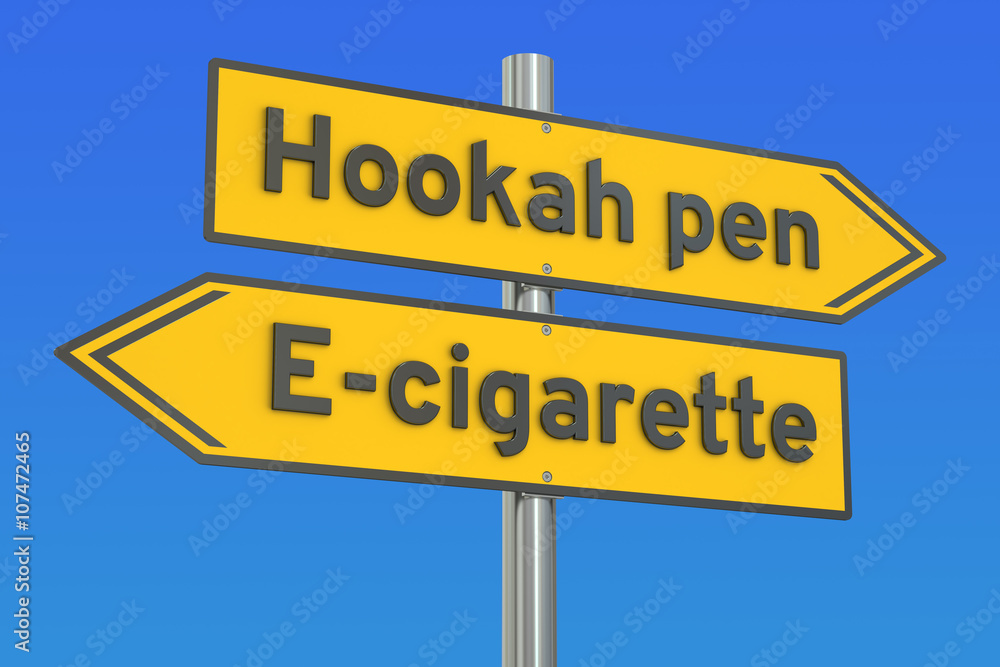 hookah pen vs e-cigarette, 3D rendering hookah pen vs e-cigarette, 3D rendering