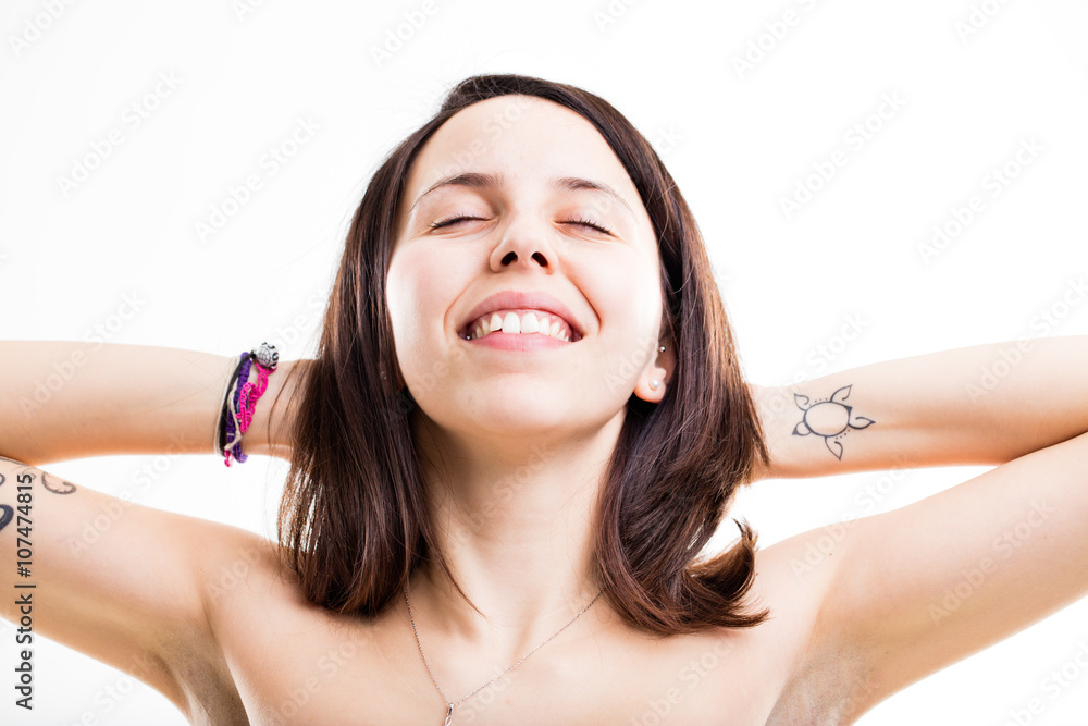 woman dreaming her future holidays woman dreaming her future holidays