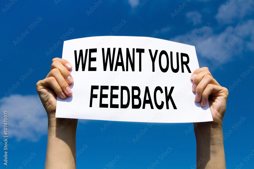 feedback concept, text with request of customer reviews and scores feedback concept, text with request of customer reviews and scores