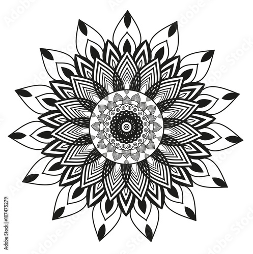 Black and white mandala vector for coloring, mandala in bianco e nero vettoriale da colorare