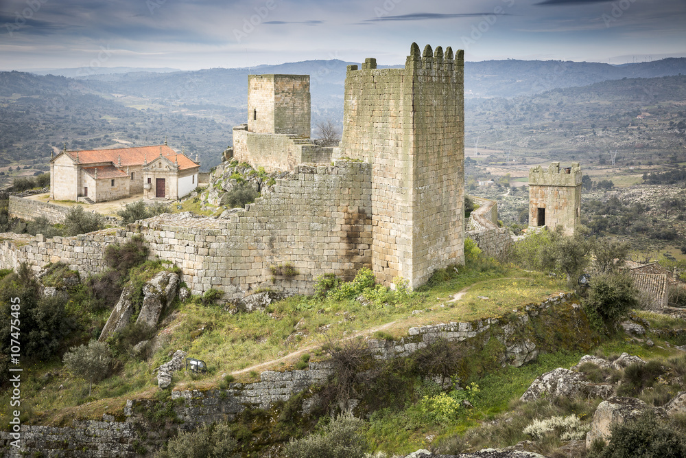 ancient fortress and castle in Marialva historic village, Guarda, Portugal