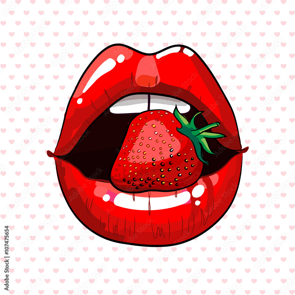 Naklejka premium strawberry lips