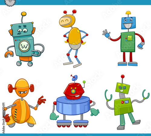 cartoon robot characters set