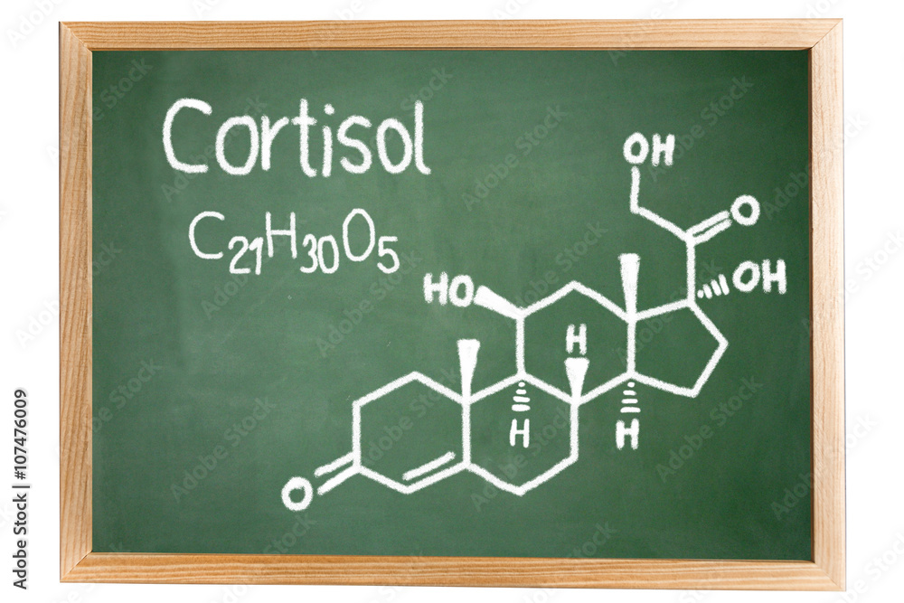 Blackboard with the chemical formula of cortisol Blackboard with the chemical formula of cortisol