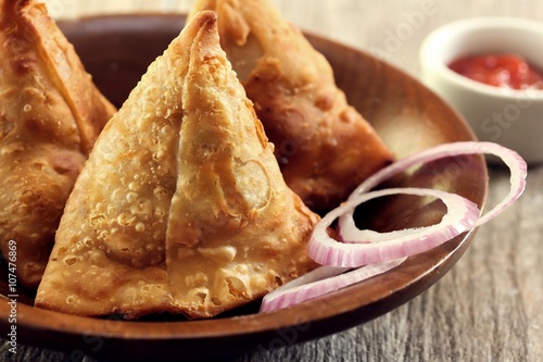 Homemade Samosas Indian Food close up view