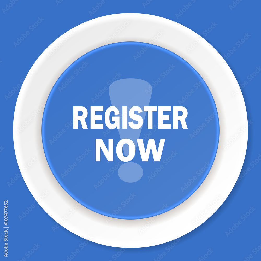 register now blue flat design modern web icon register now blue flat design modern web icon