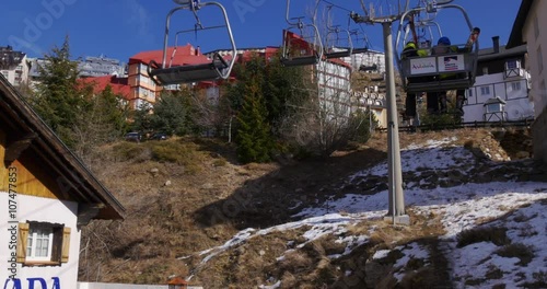 spain day light ski lift riding up 4k sierra nevada spain