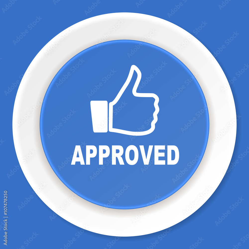 approved blue flat design modern web icon approved blue flat design modern web icon