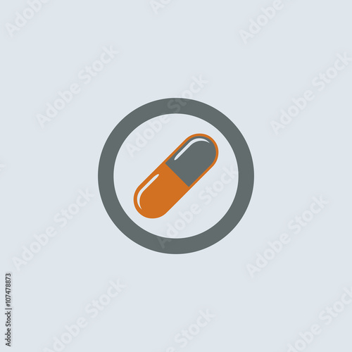 Gray-orange Pill Round Icon