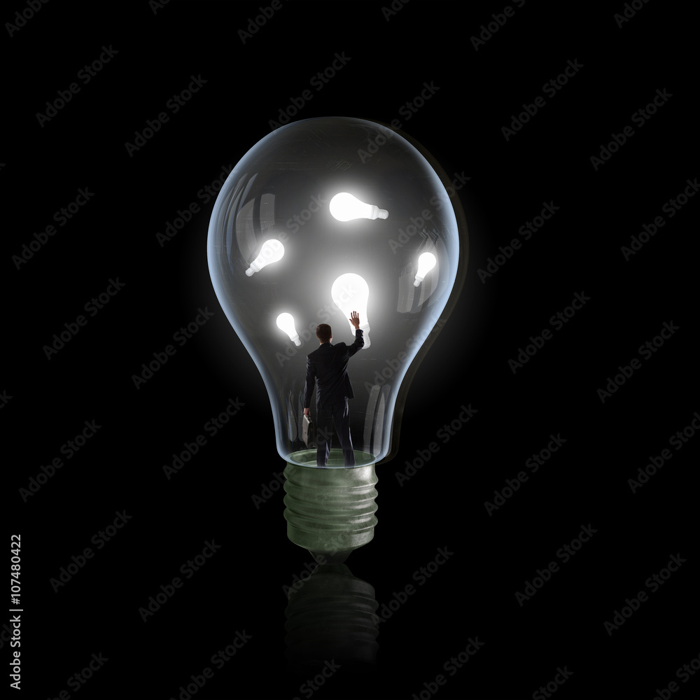 Man in electric bulb Man in electric bulb