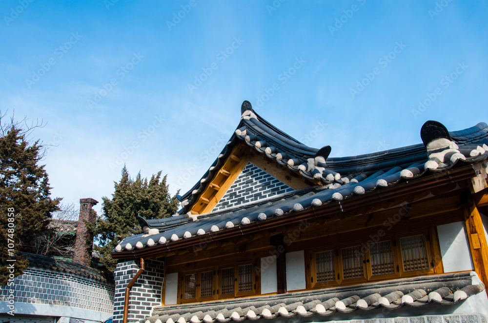 Traditional Korean style architecture. Traditional Korean style architecture.