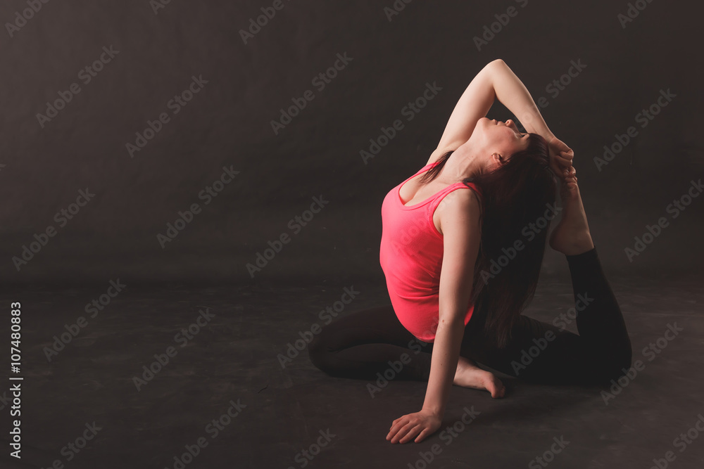 Woman doing stretching exercises Woman doing stretching exercises