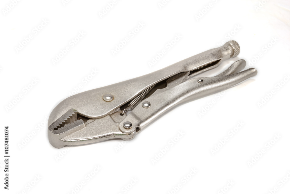 Locking pliers isolated on a white background Locking pliers isolated on a white background