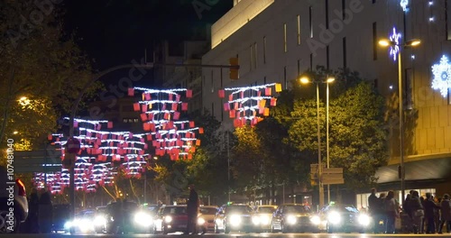 barcelona city night light decoration street lights 4k spain
 photo