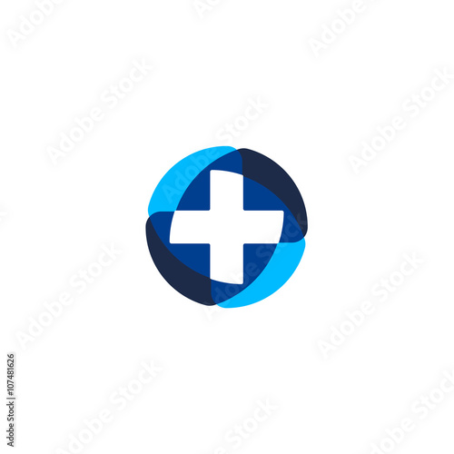 Vector isolated unusual colorful logo. Medic logo. Cross logo. Poly cross. Polygonal medic symbol. Medicine cross