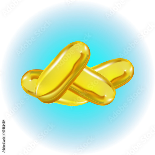 Omega 3 capsules from Fish Oil on blue background