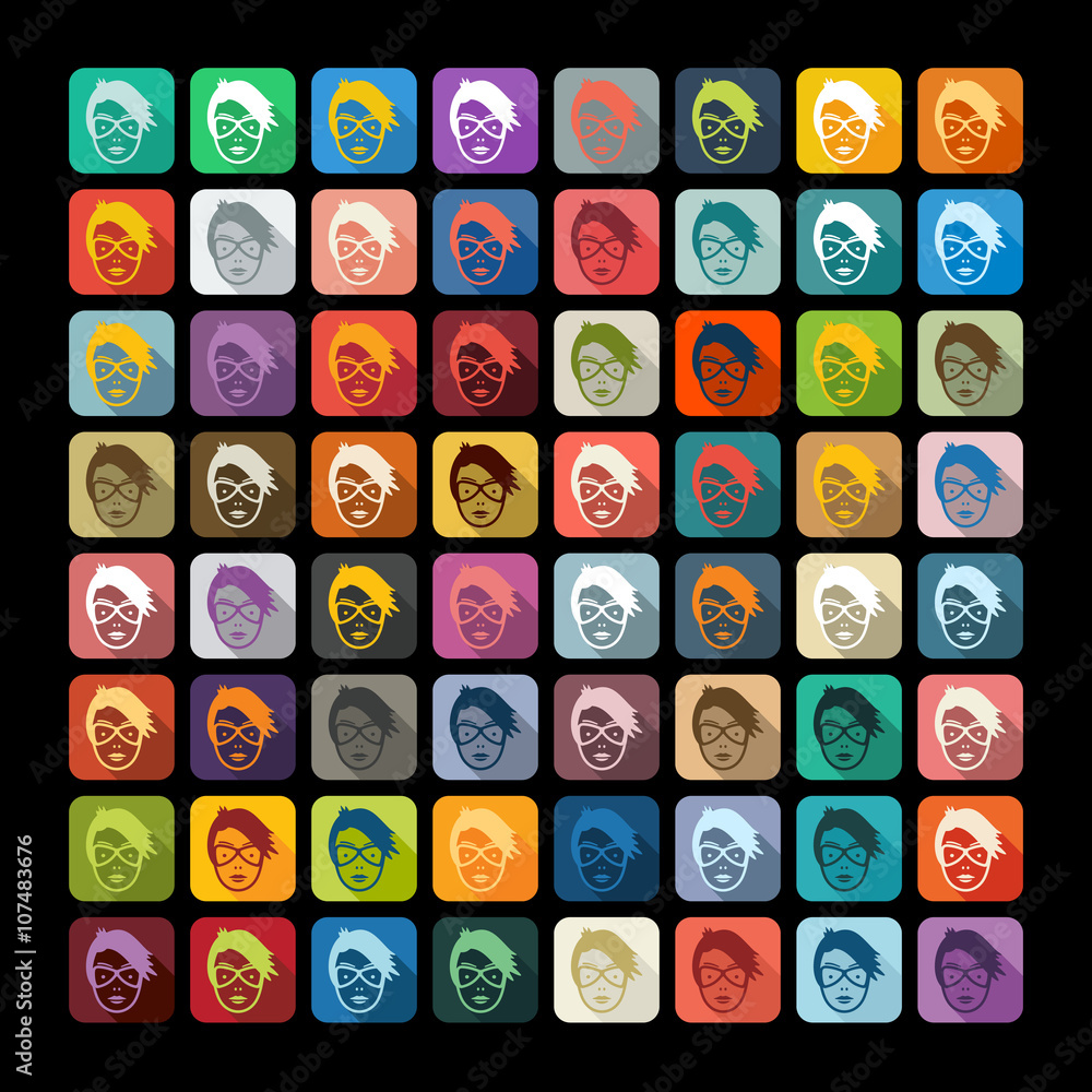 Flat design: face girl Flat design: face girl