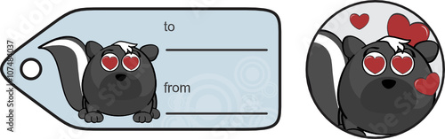 funny skunk ball expression cartoon gift card in format 