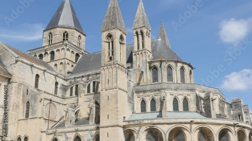 Famous William the Conquerer Abbaye aux Hommes by the day 4k 3840X2160 slow tilt UltraHD footage - The Mens Abbey located in city of Caen of France in Normandy 4K 2160p UHD video  photo