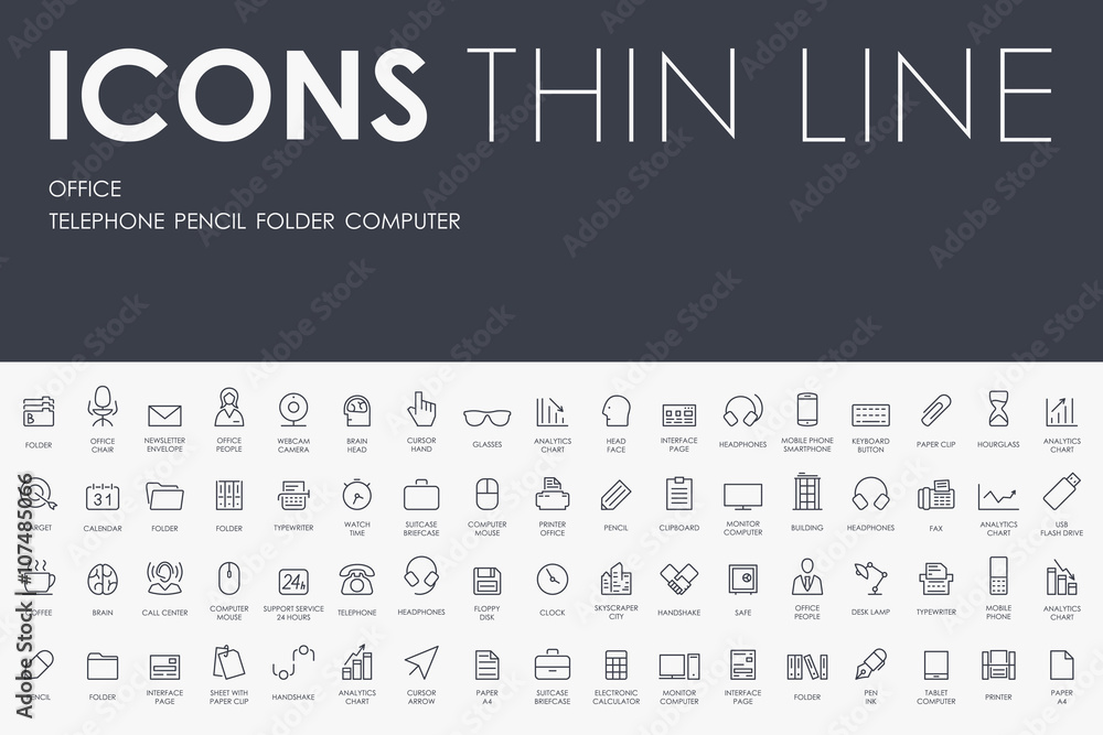 office Thin Line Icons office Thin Line Icons