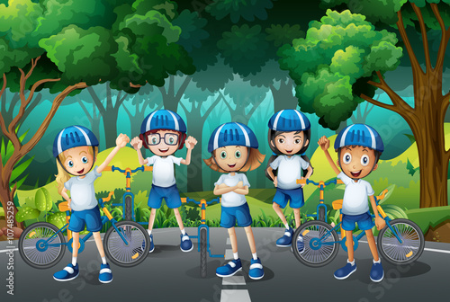 Children wearing helmet when riding bike