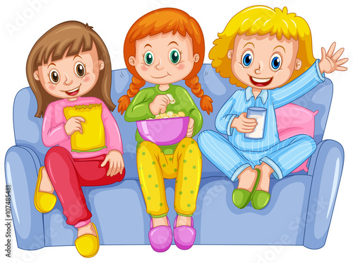 Three girls at slumber party