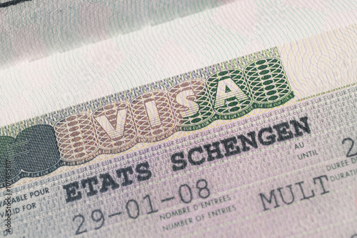 Tableau sur toile Passport stamp visa for travel concept background, Paris France