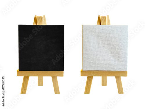 Easel with blank canvas on ...