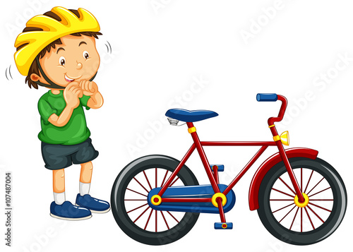 Boy wearing helmet before riding bike