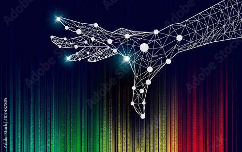 graphic of a hand in technological look