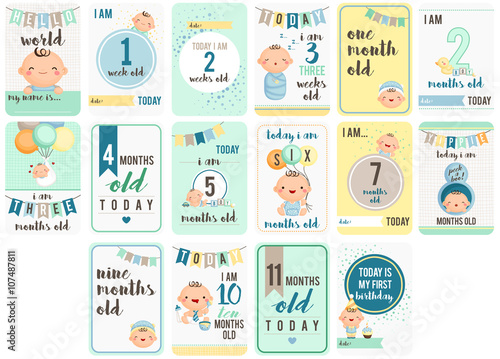 Baby Boy Weeks and Months Card