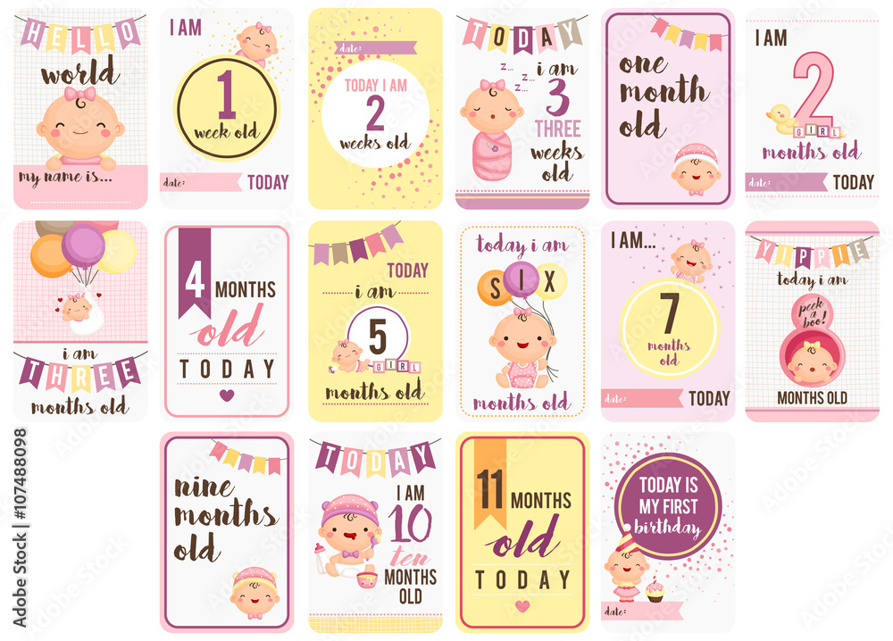 Baby Girl Weeks and Months Card