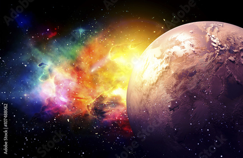Fototapeta Naklejka Na Ścianę i Meble -  Planets Galaxy, the over light - Elements of this Image Furnished by NASA