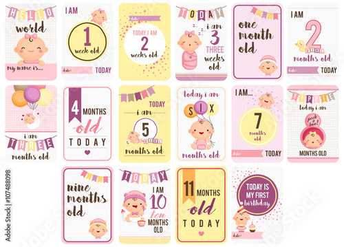 Baby Girl Weeks and Months Card