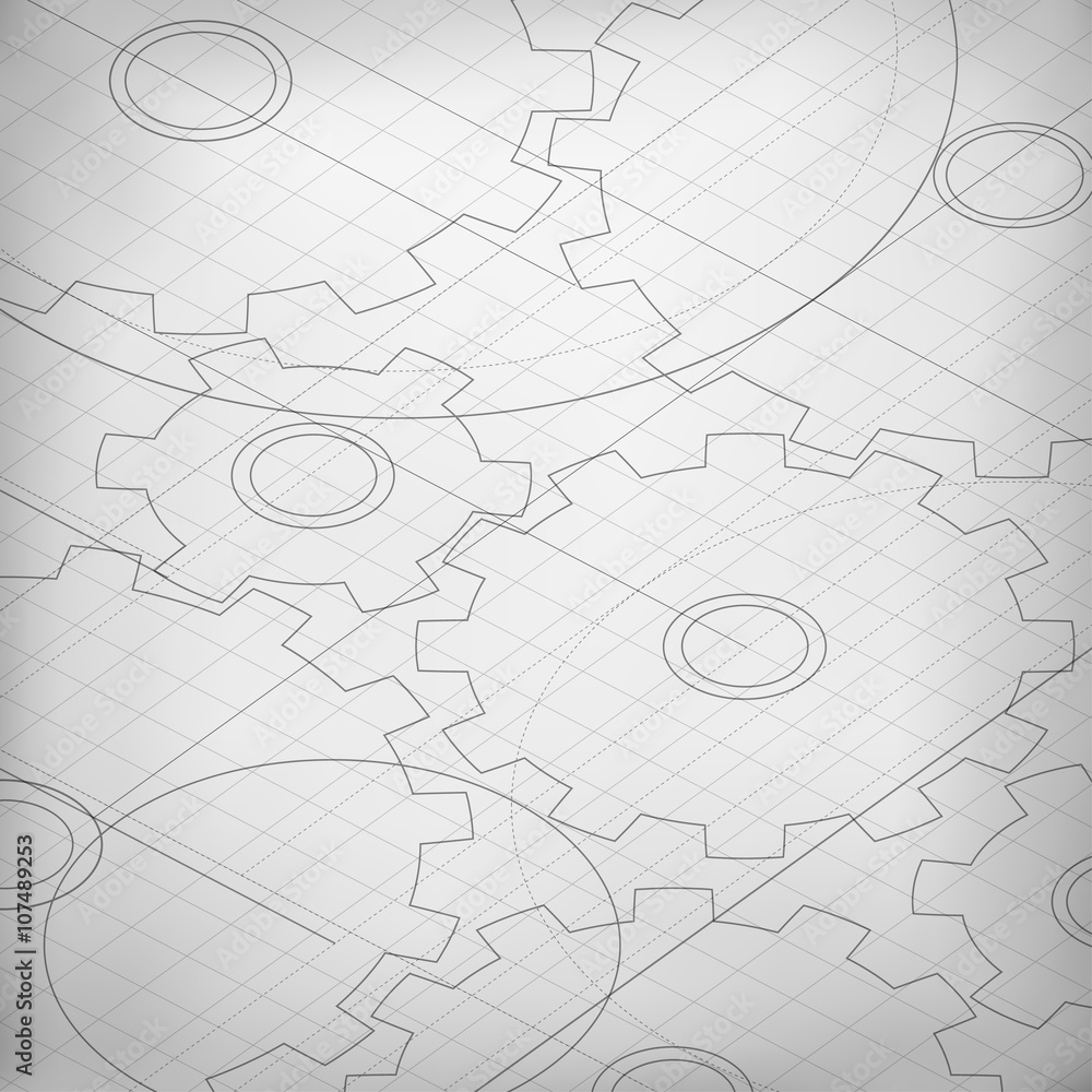 Blueprint of cogwheels. Engineer and architect background. Techn Blueprint of cogwheels. Engineer and architect background. Techn