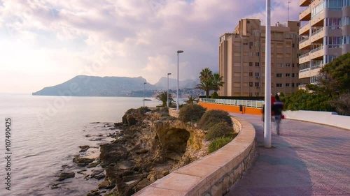 calpe tourist town day light walking bay 4k time lapse spain
