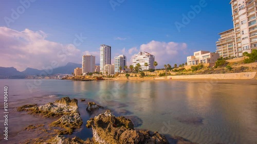sun light mediterranean sea coast calpe panorama 4k time lapse spain
